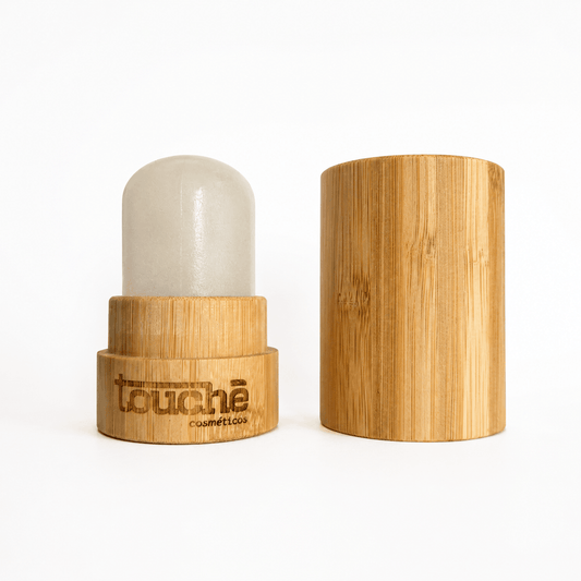 Desodorante de cristal natural com embalagem de bambu, sem toxinas e com proteção duradoura