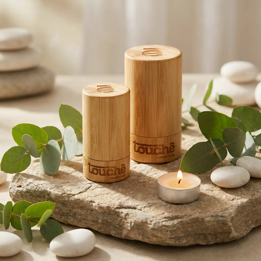 Desodorante em pedra natural em embalagem de bambu, proteção suave e sem toxinas