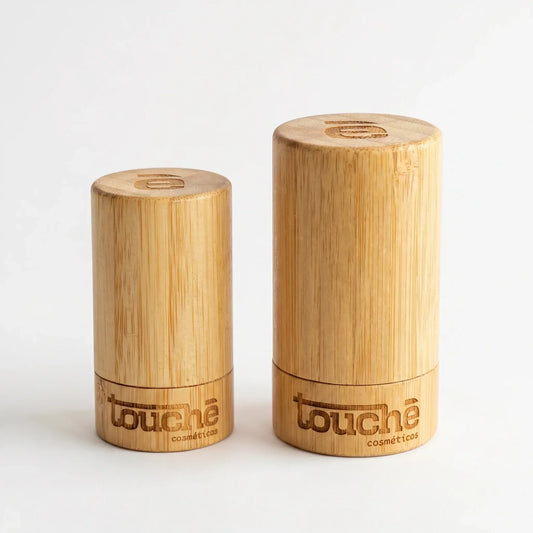 Desodorante de cristal natural em embalagem de bambu da Touché Cosméticos, sem toxinas e suave para a pele
