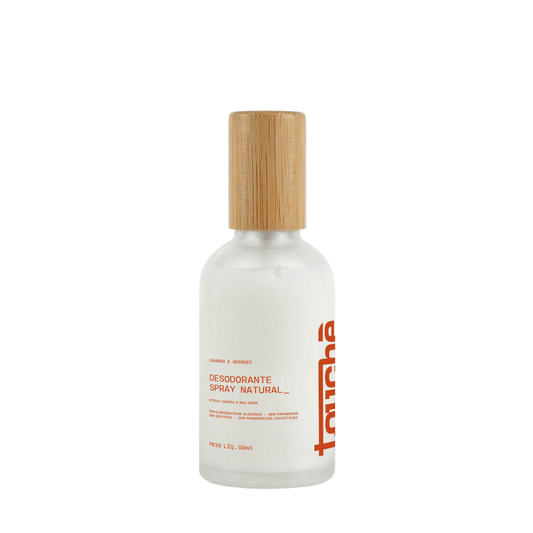 Desodorante spray natural lavanda e gerânio, sem toxinas, com tampa de bambu, 50ml